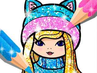 Girls Coloring Book Glitter